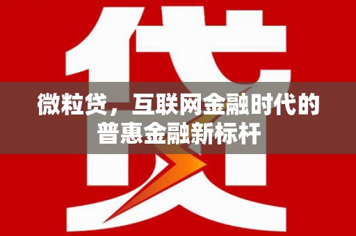 增城微粒贷，互联网金融时代的普惠金融新标杆