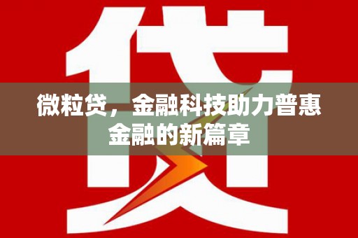 增城微粒贷，金融科技助力普惠金融的新篇章