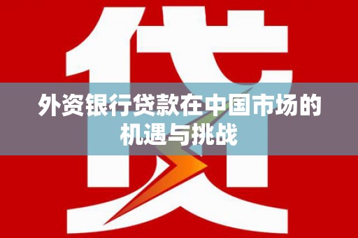增城外资银行贷款在中国市场的机遇与挑战
