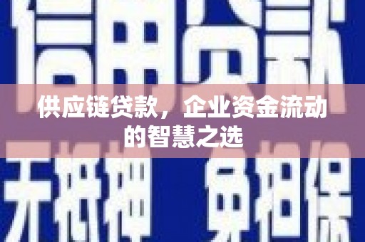 增城供应链贷款，企业资金流动的智慧之选