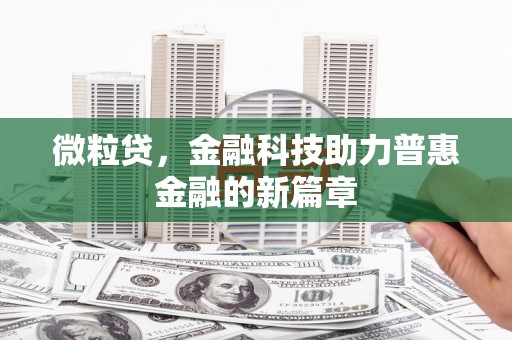 增城微粒贷，金融科技助力普惠金融的新篇章