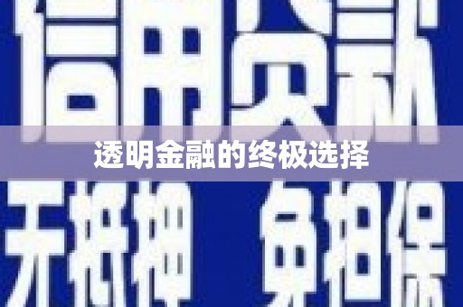 增城透明金融的终极选择
