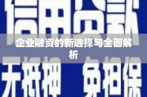 增城企业融资的新选择与全面解析