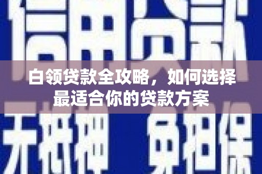 增城白领贷款全攻略，如何选择最适合你的贷款方案